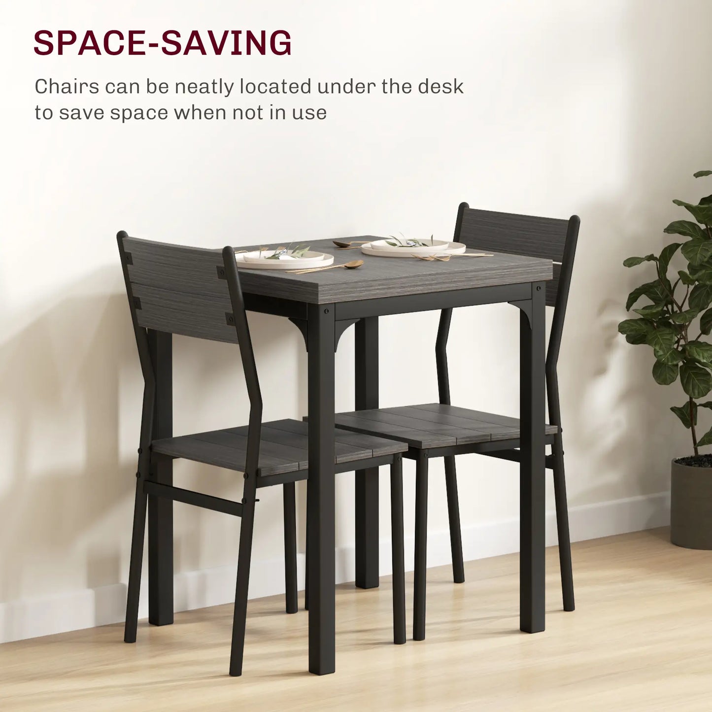Dining Table Set for 2, 3 Piece, Metal Legs, Grey Dining Table Sets at Gallery Canada