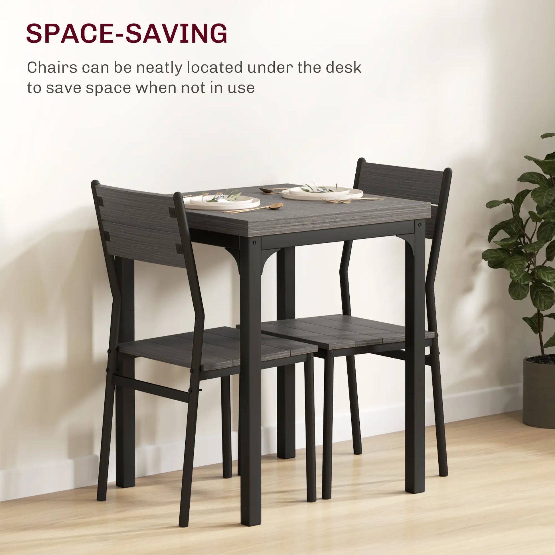 Dining Table Set for 2, 3 Piece, Metal Legs, Grey Dining Table Sets at Gallery Canada