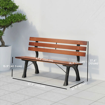 47 Inch Outdoor Garden Bench, Aluminum Wood Patio Loveseat, 528 lbs. Outdoor Benches at Gallery Canada