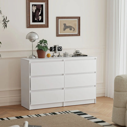 Wide 6 Drawer Dresser, Modern Clothes Storage Organizer, White Storage Cabinets at Gallery Canada
