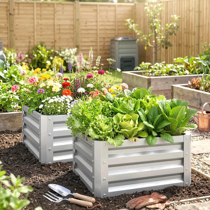 2' x 2' x 1' Raised Garden Bed, Galvanised Steel Frame, Vegetables, Flowers, Herbs, Silver Raised Garden Beds at Gallery Canada