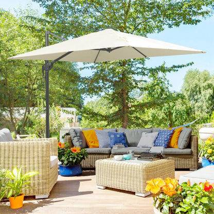 8'x8' Square Patio Umbrella, Outdoor Cantilever Parasol, Cream White Offset Cantilever Umbrellas at Gallery Canada