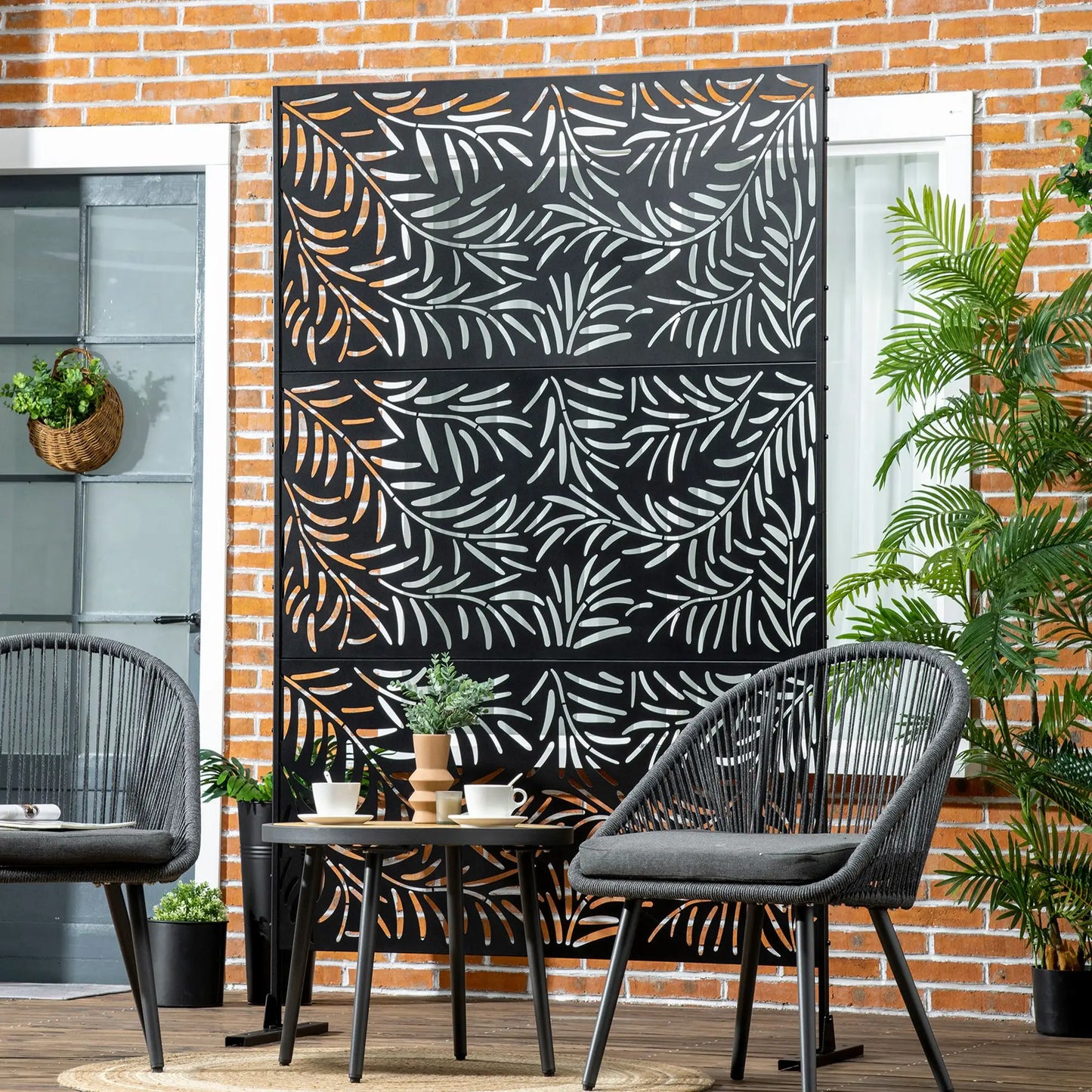 Metal Outdoor Privacy Screen, Willow Branch Style, Freestanding Panel for Garden Deck Pool Side Awnings at Gallery Canada