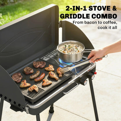 Camping Stove Gas Griddle Combo, 20,000 BTU, Portable, Black Propane Gas Grills at Gallery Canada