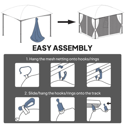 Mosquito Netting for Gazebo, 10' x 12', Cream White, Black Gazebo Sidewalls at Gallery Canada