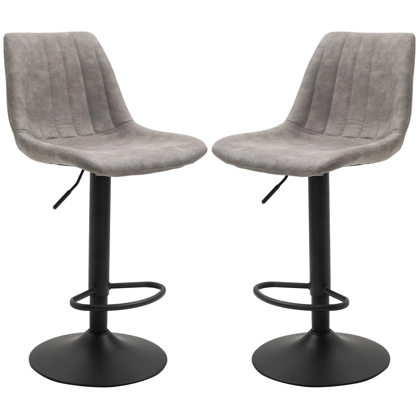Adjustable Bar Stools Set of 2, Swivel with Back, Footrest, Grey Bar Stools at Gallery Canada