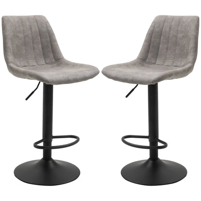 Adjustable Bar Stools Set of 2, Swivel with Back, Footrest, Grey Bar Stools at Gallery Canada