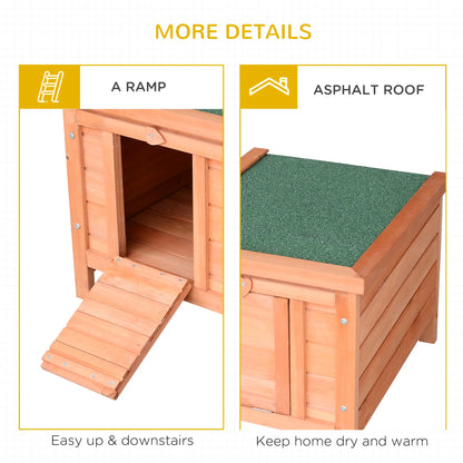 Wooden Rabbit Hutch, Bunny Cage, Outdoor Cat House, 20"x16.5"x17", Orange Rabbit Hutch at Gallery Canada