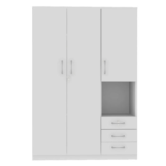 Wooden Wardrobe, Shelves, 3 Drawers, Hanging Rod, 47" L x 20" W x 69" H, White Clothing Storage White at Gallery Canada