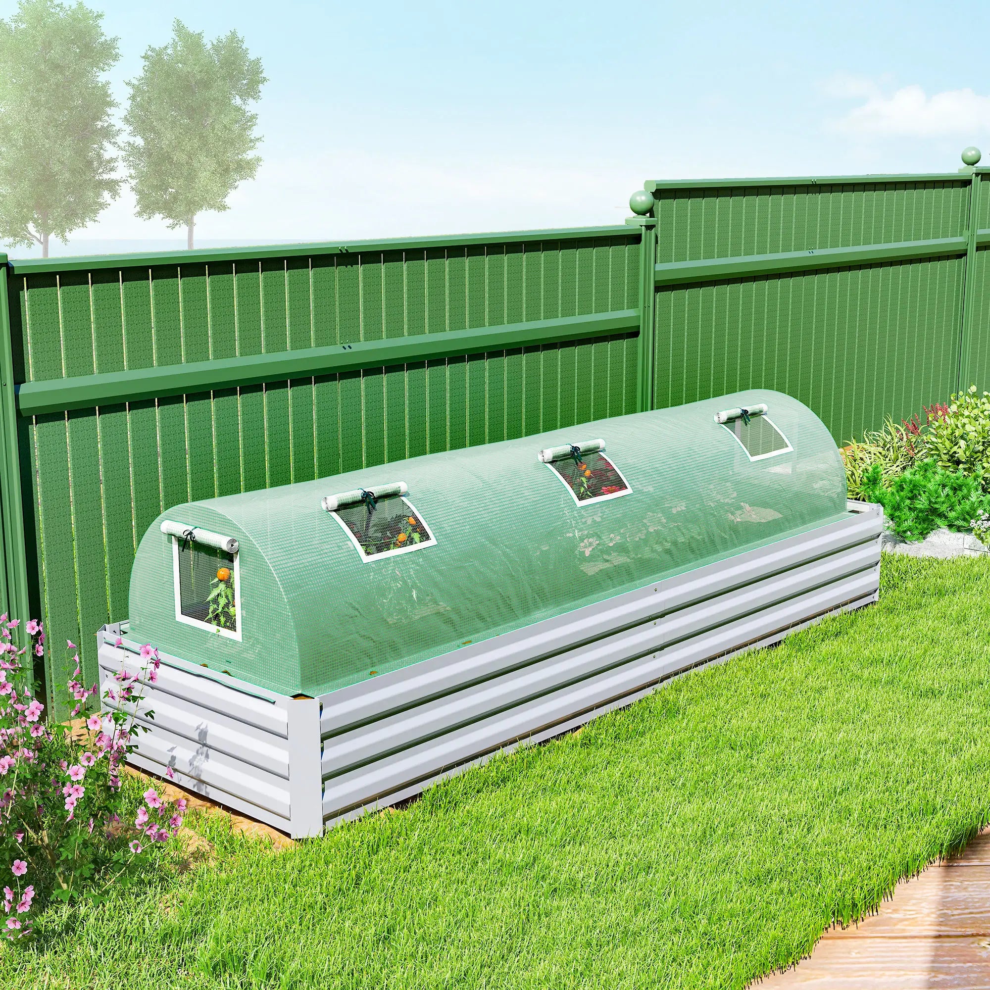 Portable Mini Greenhouse, 10' x 3' x 2', Steel Frame, 5 Mesh Windows, Green Mini Greenhouses at Gallery Canada