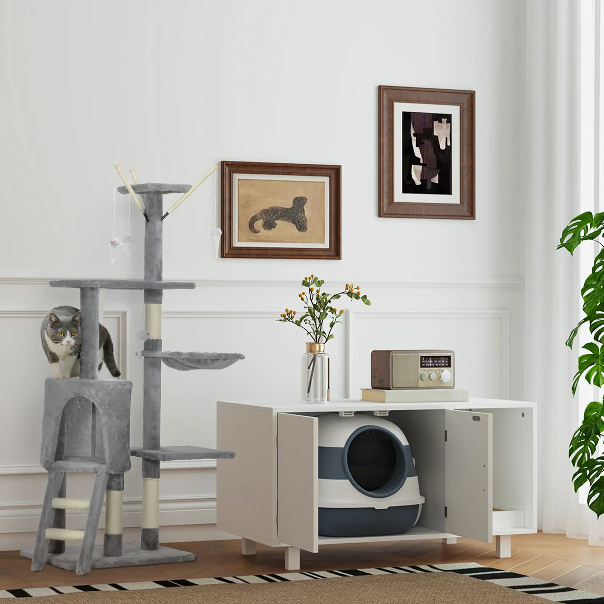 53 Cat Tree Tower, Kitten Activity Centre, Scratching Posts, Grey Cat Trees at Gallery Canada