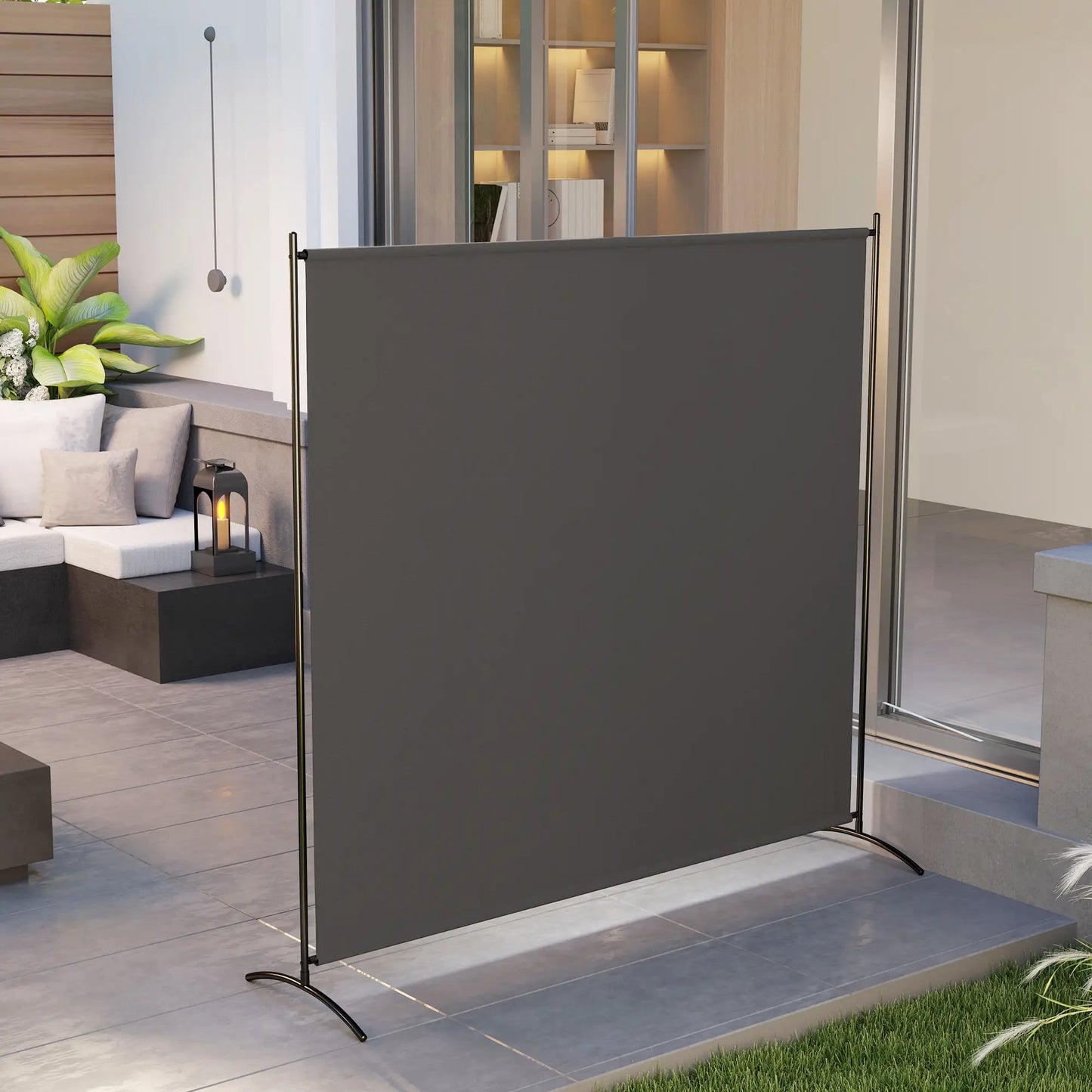 Single Panel Room Divider, UV30+ Privacy Screen, Dark Grey Side Awnings at Gallery Canada