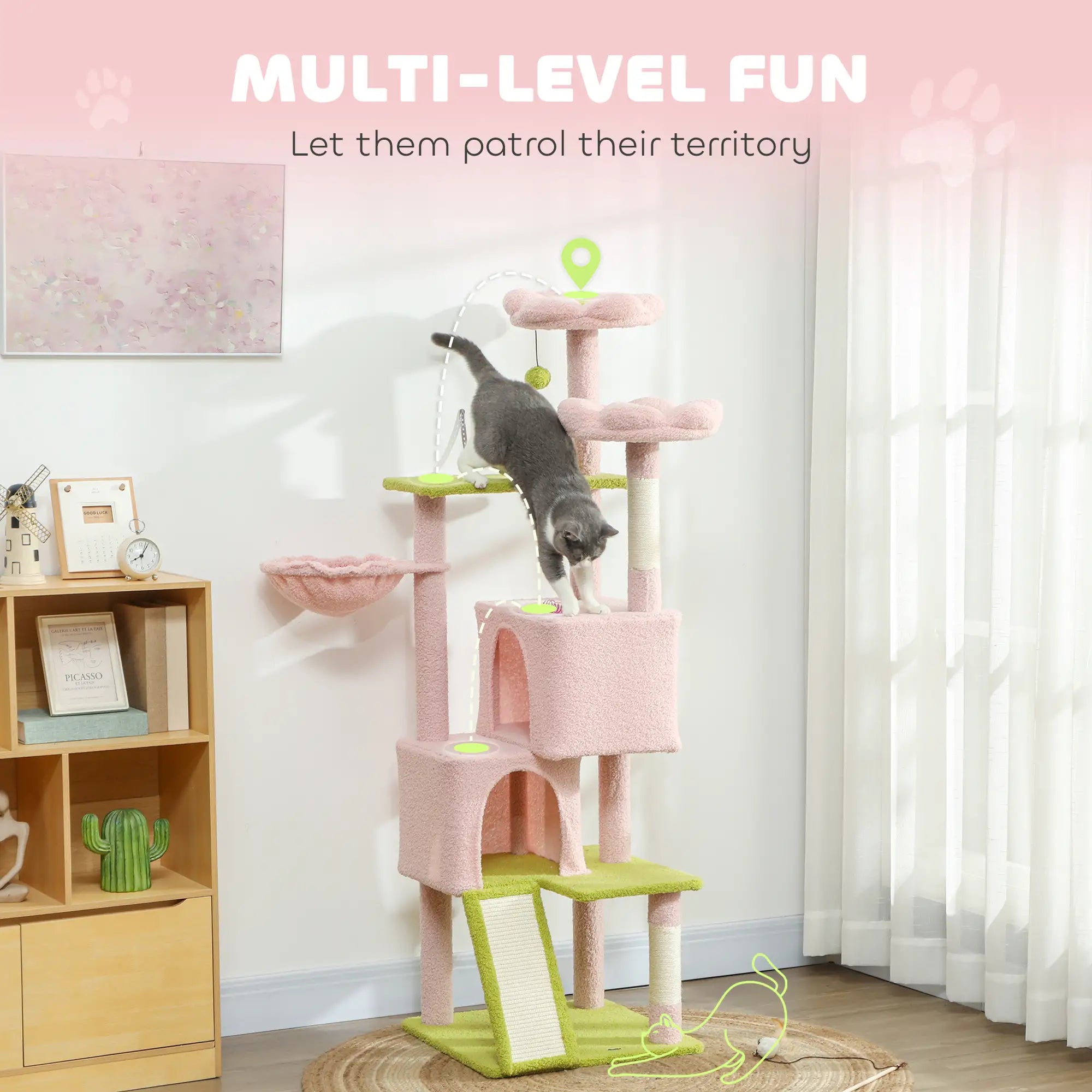 Flower Cat Tree, Sisal Scratching Posts, Multi-Level Tower, Pink Cat Trees at Gallery Canada