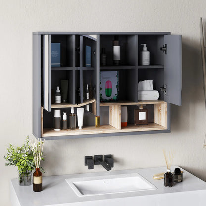 Wall Mounted Medicine Cabinet with Mirror, Shelves, Grey Mirror Medicine Cabinets at Gallery Canada