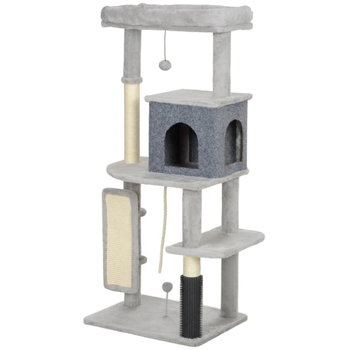 52 Inch Cat Tree, Scratching Posts, Bed, Condo, Grooming Brush