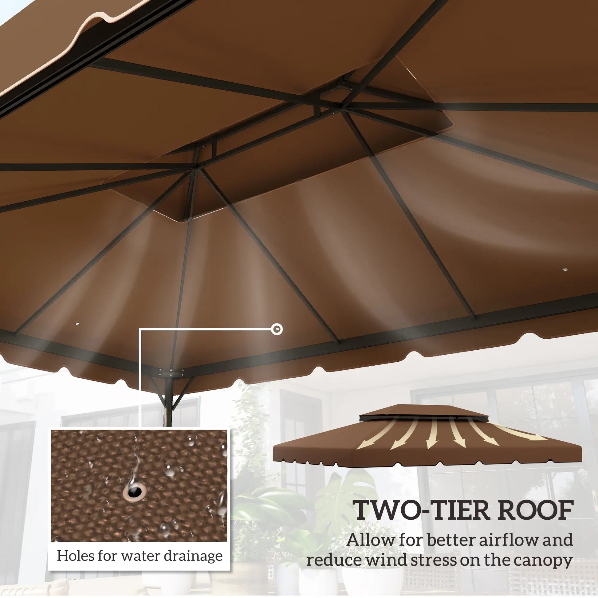 13' x 10' Gazebo Canopy, Double Vented Roof, Coffee Gazebo Canopy Replacement at Gallery Canada