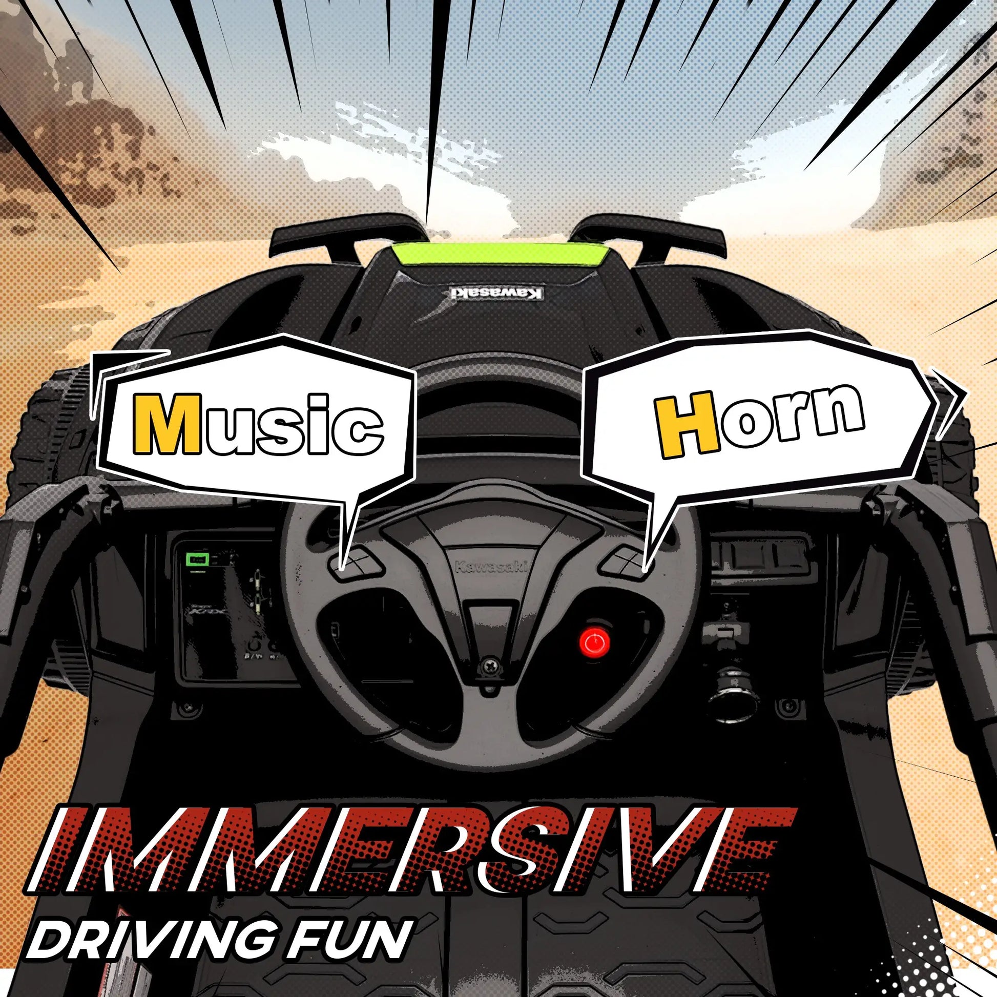 12V Ride On Truck, KAWASAKI TERYX KRX 2WD Kids Electric Car, Black Electric Toy Cars at Gallery Canada