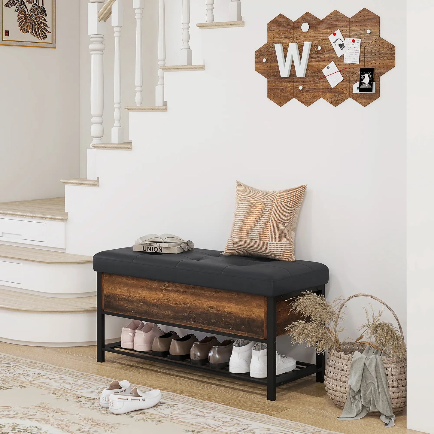 Shoe Storage Bench with Seat, Flip Top, Hidden Space, 4 Pairs Shoe Storage Cabinets & Racks at Gallery Canada