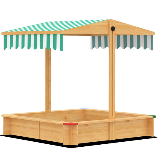 Wooden Sandbox With Cover, Outdoor For Kids, Light Brown Sandboxes & Accessories Light Brown, Green at Gallery Canada