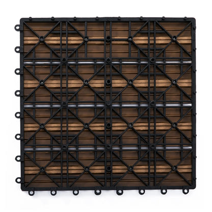 Outdoor Tiles, 11 Pack 12" x 12" WPC Interlocking Deck Tiles Waterproof and Non-slip Deck Tiles at Gallery Canada