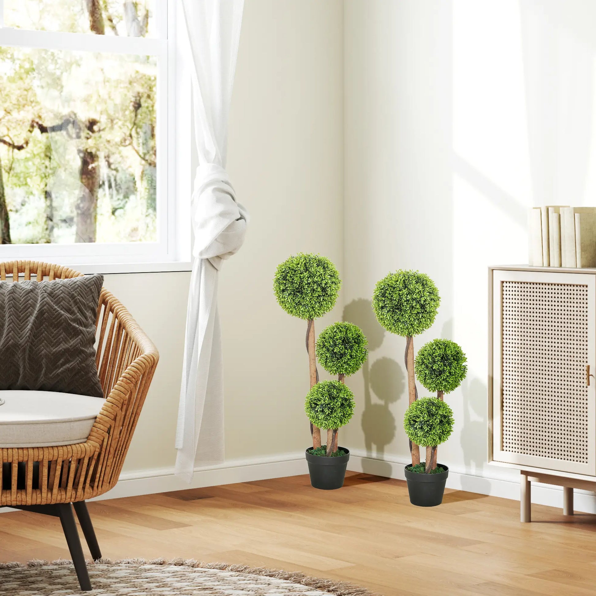 3FT Artificial Boxwood Topiary Trees, Set of 2, Green Artificial Trees at Gallery Canada