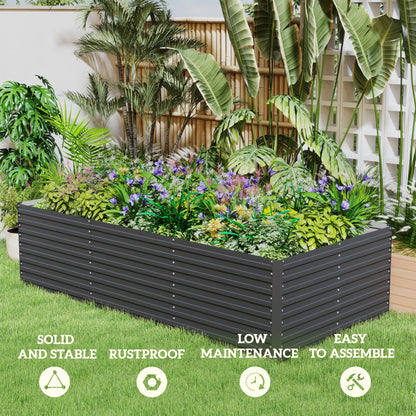 8' x 4' x 2' Raised Garden Bed, Galvanized Planter Box, Dark Grey Raised Garden Beds at Gallery Canada