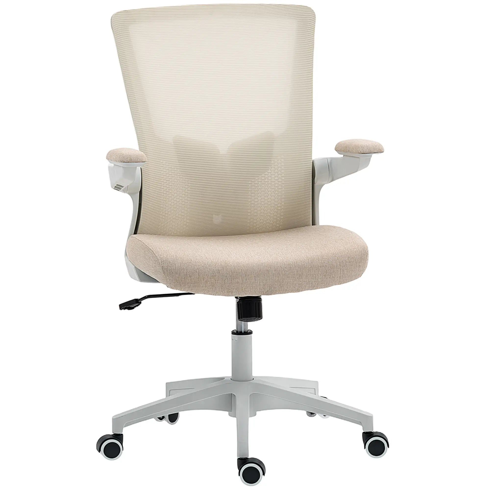 Ergonomic Office Chair, Swivel Desk Chair, Adjustable Lumbar Support, Flip-up Armrests, Wheels, Beige Task Chairs at Gallery Canada