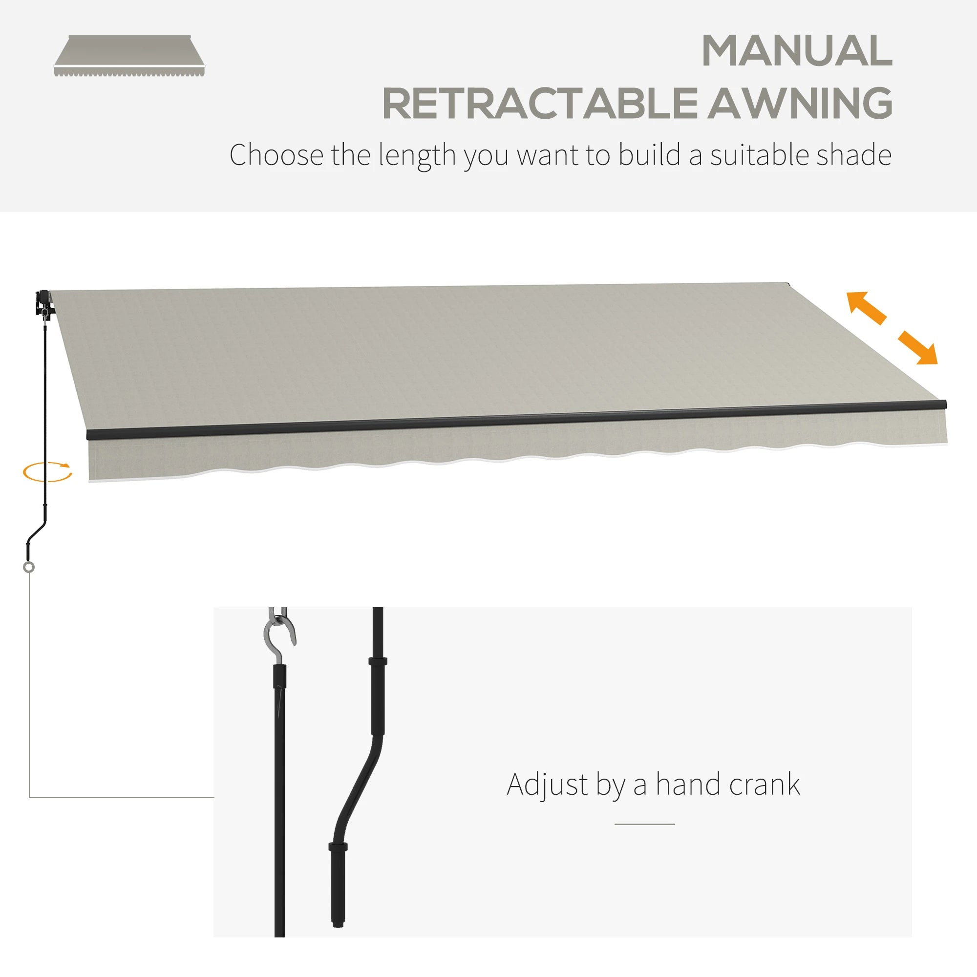 15' x 10' Retractable Awning, UV Resistant Sunshade Shelter, Light Grey Window Awnings at Gallery Canada