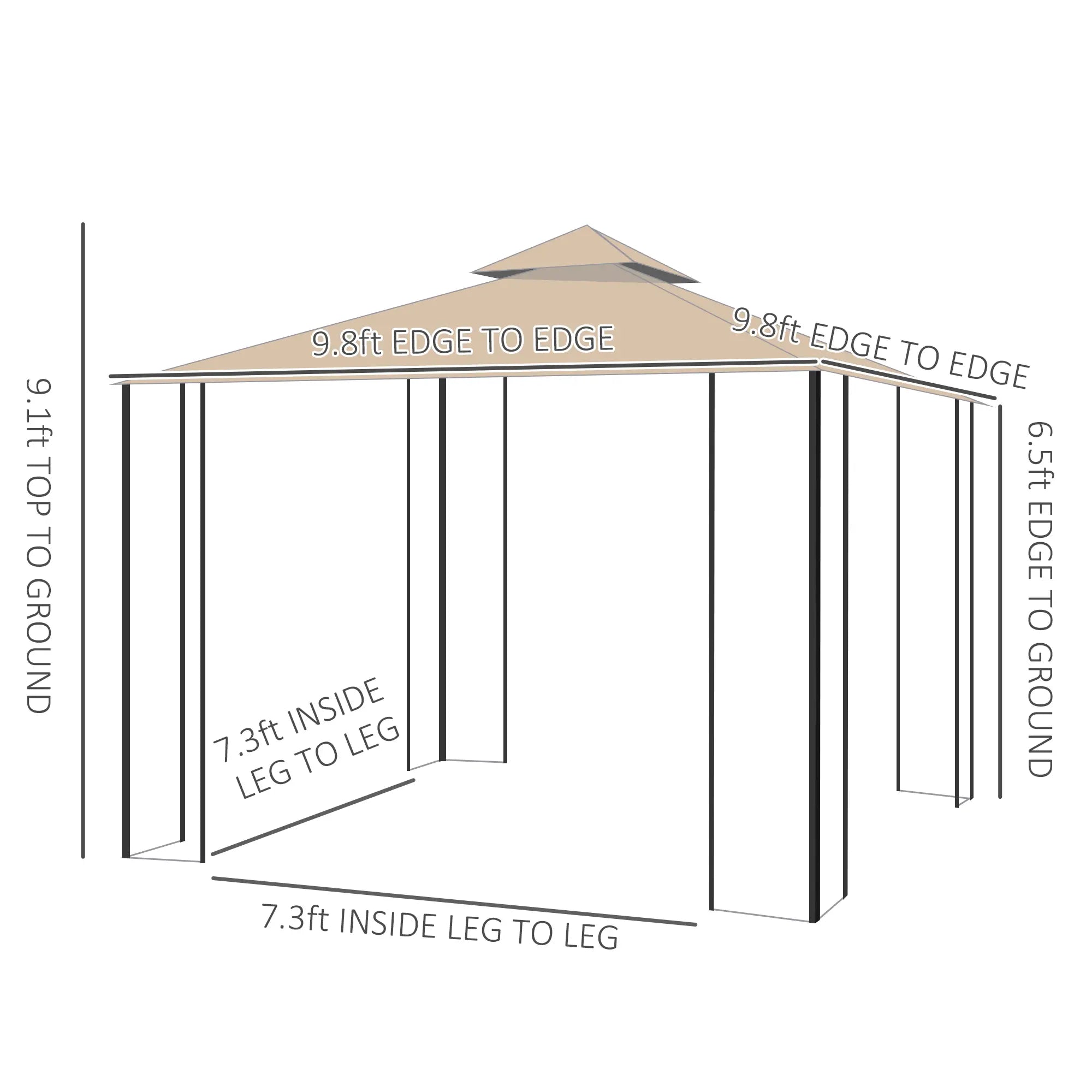 10x10ft Outdoor Gazebo, Double Top Pavilion, Steel Frame, Mosquito Netting Gazebos at Gallery Canada