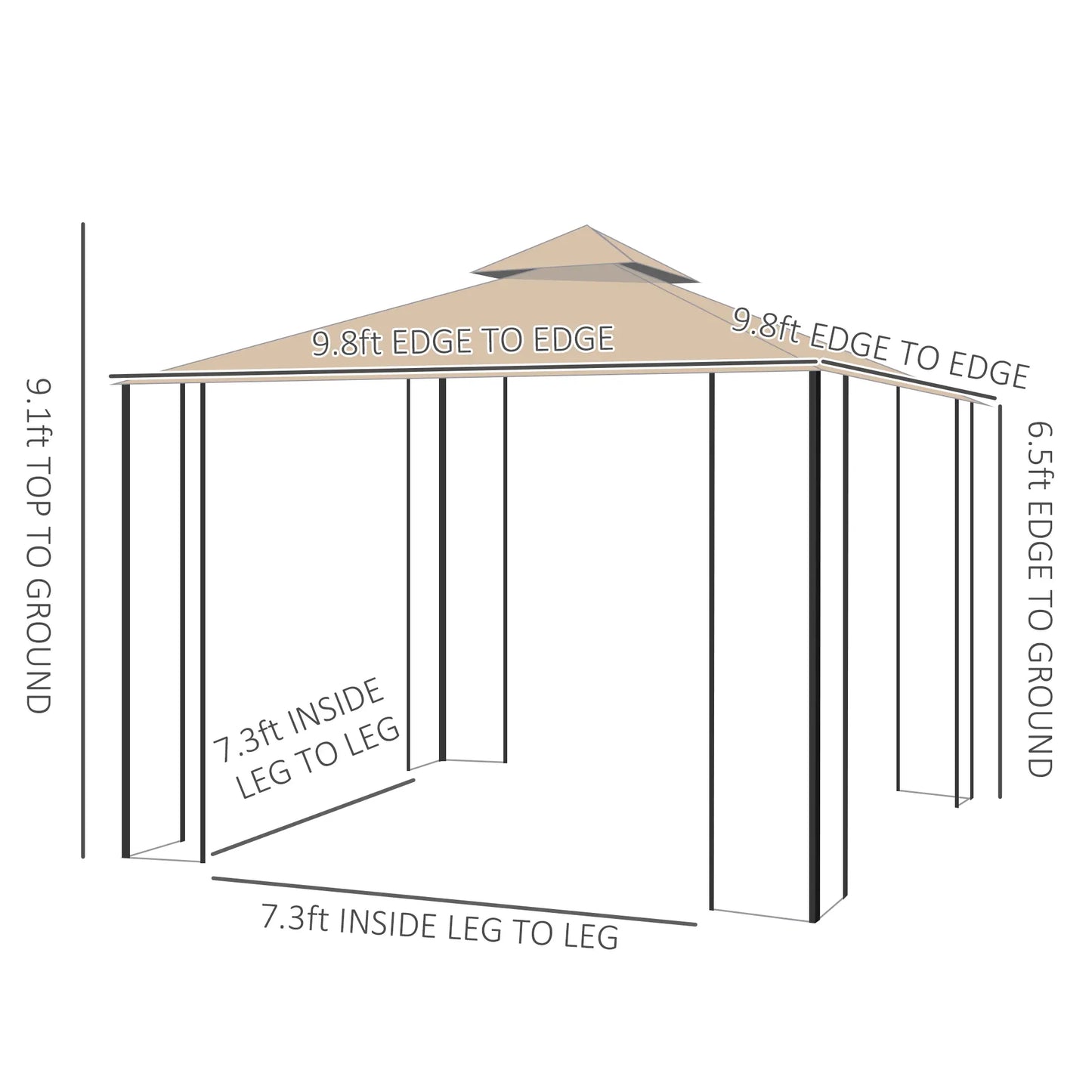 10x10ft Outdoor Gazebo, Double Top Pavilion, Steel Frame, Mosquito Netting Gazebos at Gallery Canada