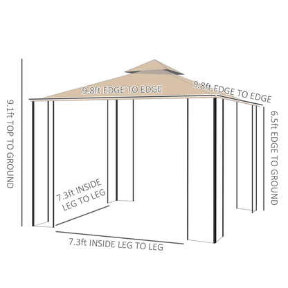 10x10ft Outdoor Gazebo, Double Top Pavilion, Steel Frame, Mosquito Netting Gazebos at Gallery Canada