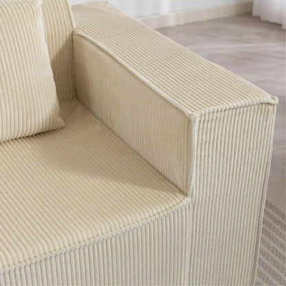 Boneless Couch, Corduroy 3 Seater Sofa, Deep Seat, Wide Armrests, Beige 3-Seater Sofas at Gallery Canada