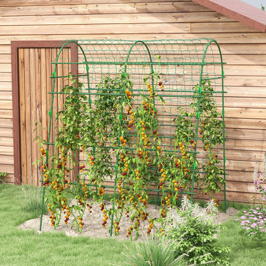 Arched Garden Trellis, Metal Cucumber Plant Support, 57" x 66" x 81" Plant Stands Green at Gallery Canada