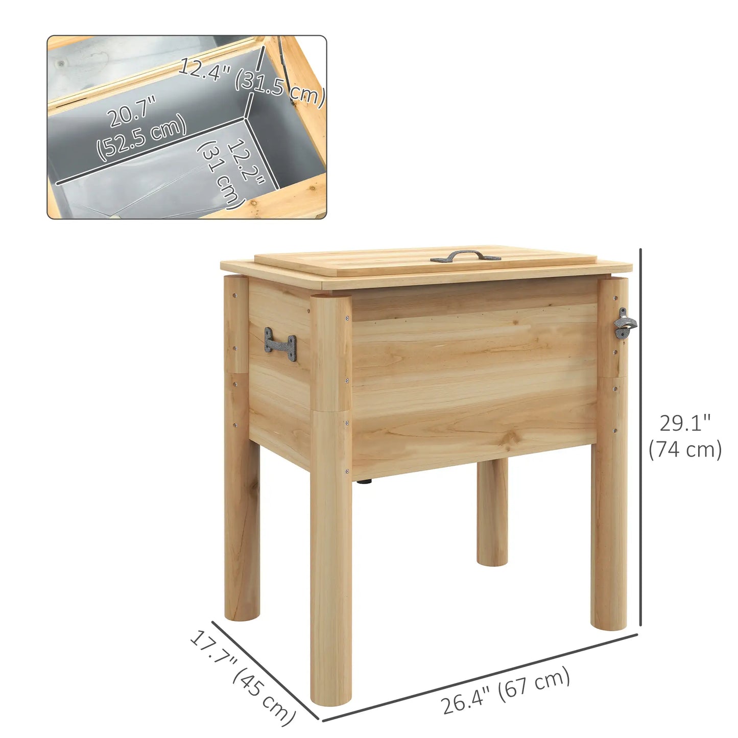 54-Qt Wooden Patio Cooler, Outdoor Table With Bottle Opener, Natural Cooler Boxes at Gallery Canada