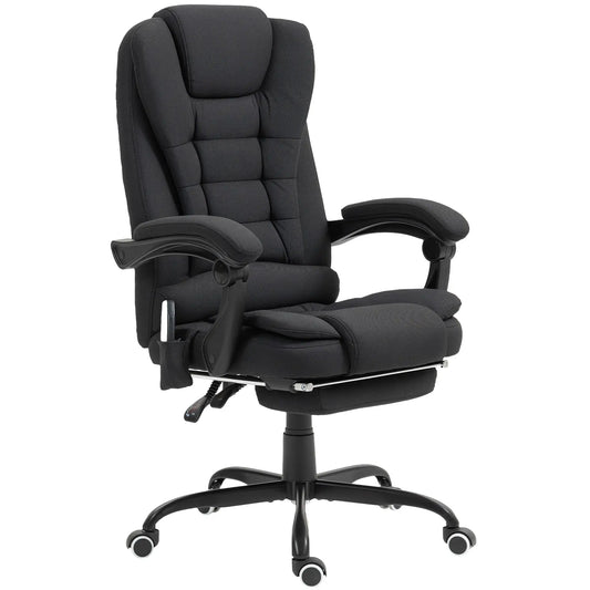 7-Point Vibrating Massage Chair, Reclining Office Chair with Footrest, Black Massage Chairs Black at Gallery Canada