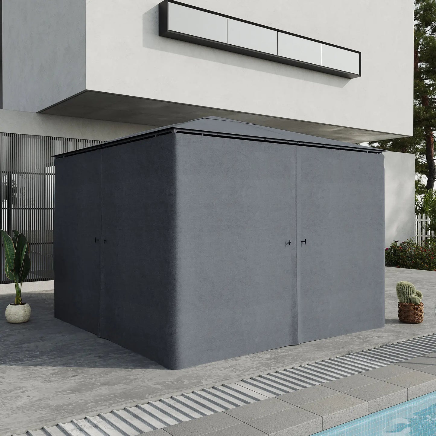 10x10 FT Gazebo Replacement Curtains, 4 Panels Sidewall, Slate Grey Gazebo Sidewalls at Gallery Canada