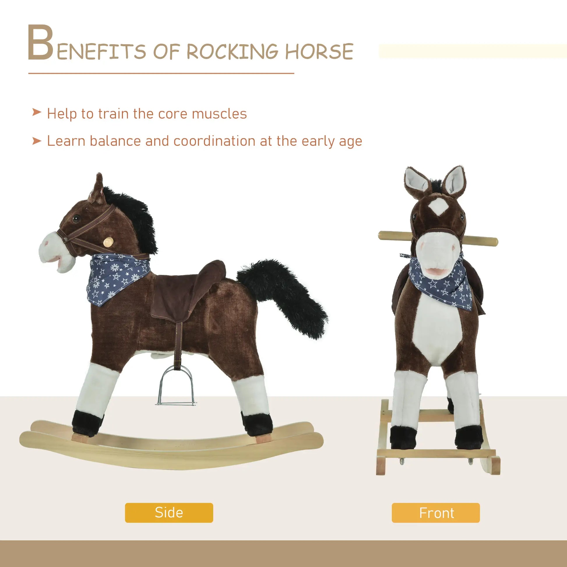 Kids Plush Ride-On Rocking Horse, Realistic Sounds, 3-6 Years, Brown Rocking Horses at Gallery Canada