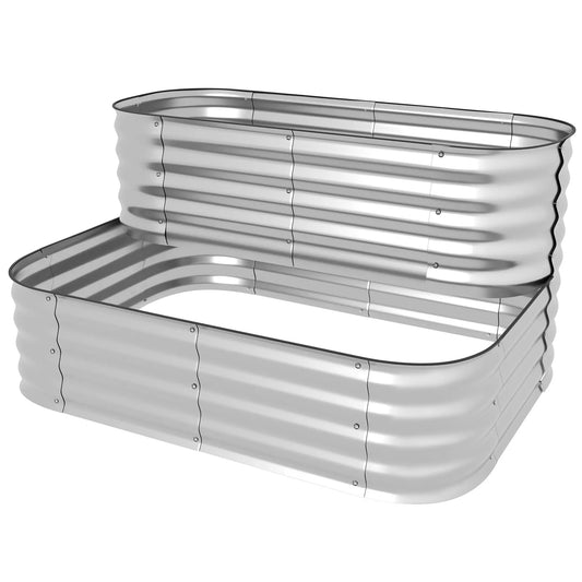 4'x3'x1' Outdoor Raised Garden Bed, 2-Tier Galvanized Planter Box Galvanized Planter Boxes Silver at Gallery Canada