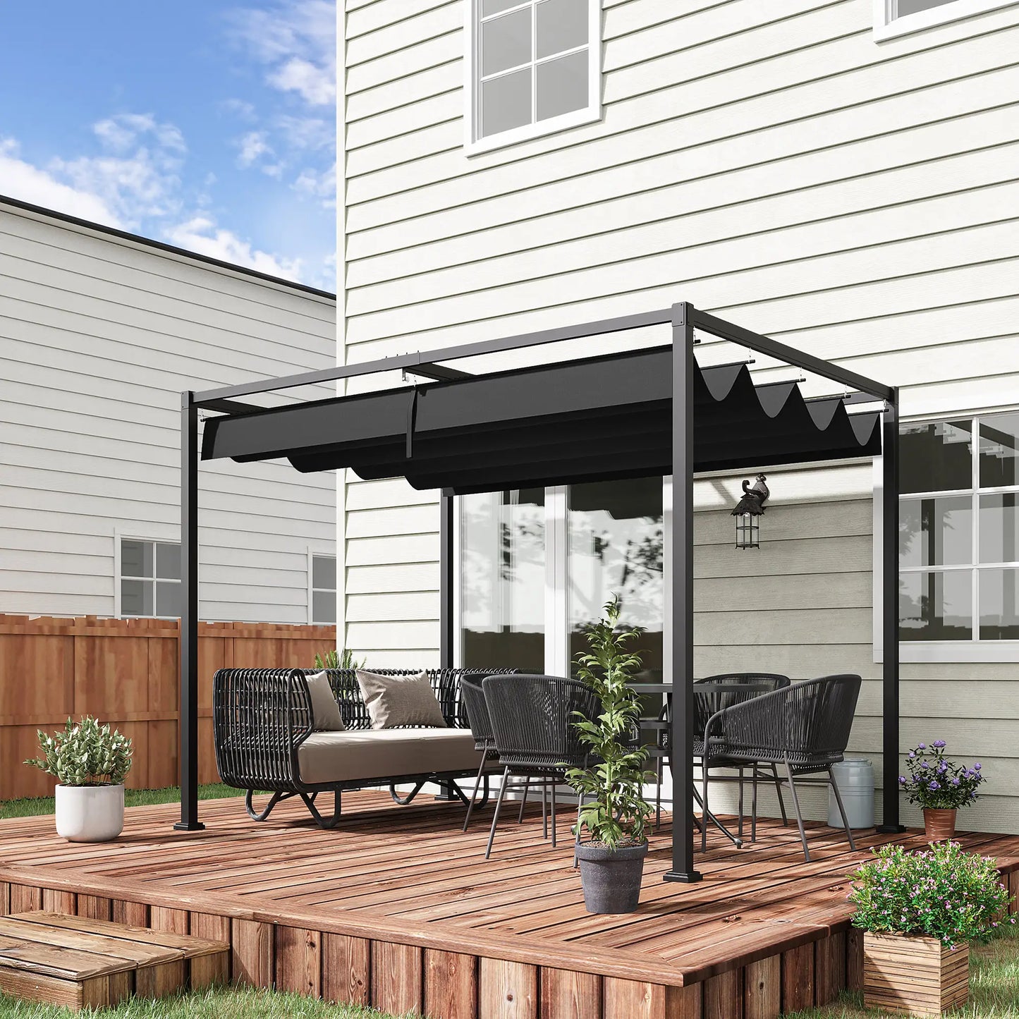 Pergola Shade 10x7, Modern Outdoor Shelter, Black Pergolas at Gallery Canada