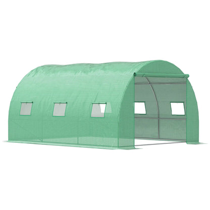 13' x 10' x 6.6' Walk-In Greenhouse, Garden Tunnel Tent, Zipped Door, 6 Mesh Windows, Green Tunnel Greenhouses at Gallery Canada