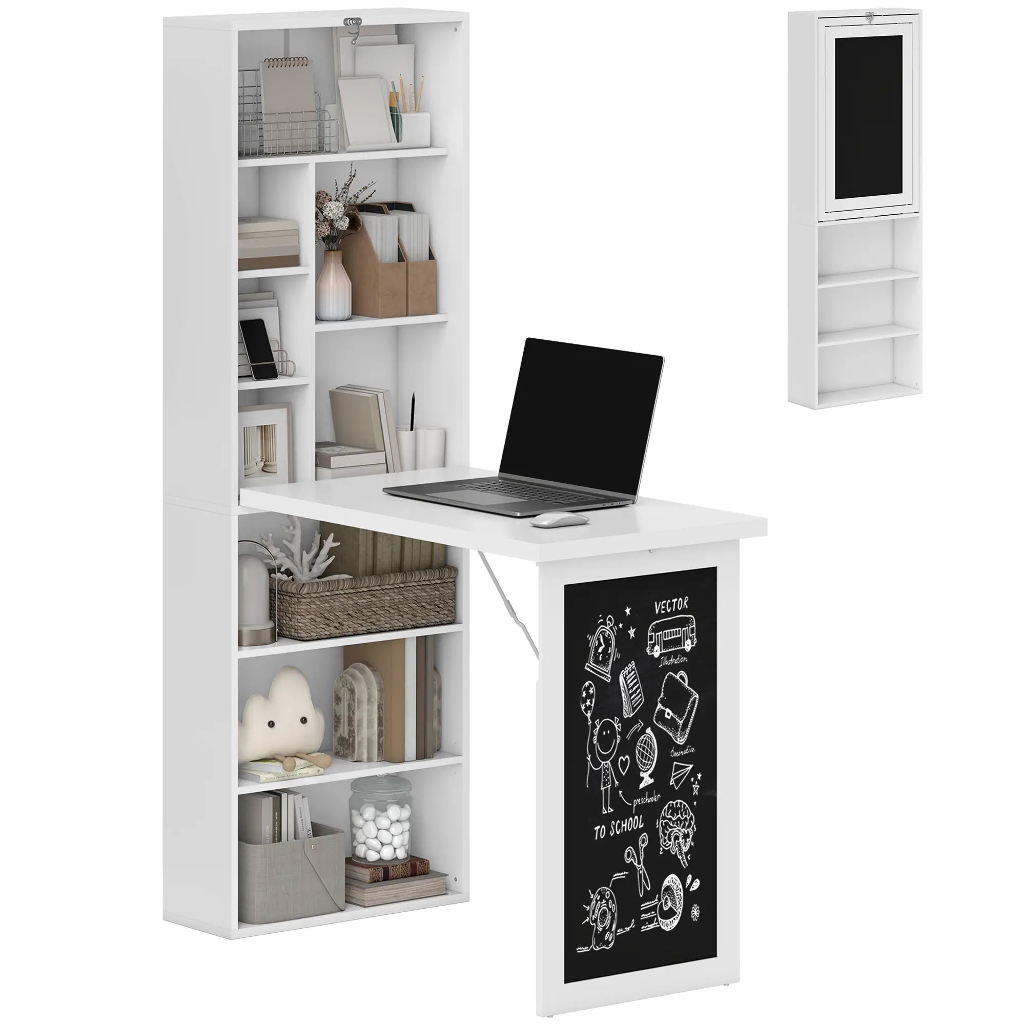Fold-Out Convertible Office Desk, Wall Mount, White Computer Desks at Gallery Canada