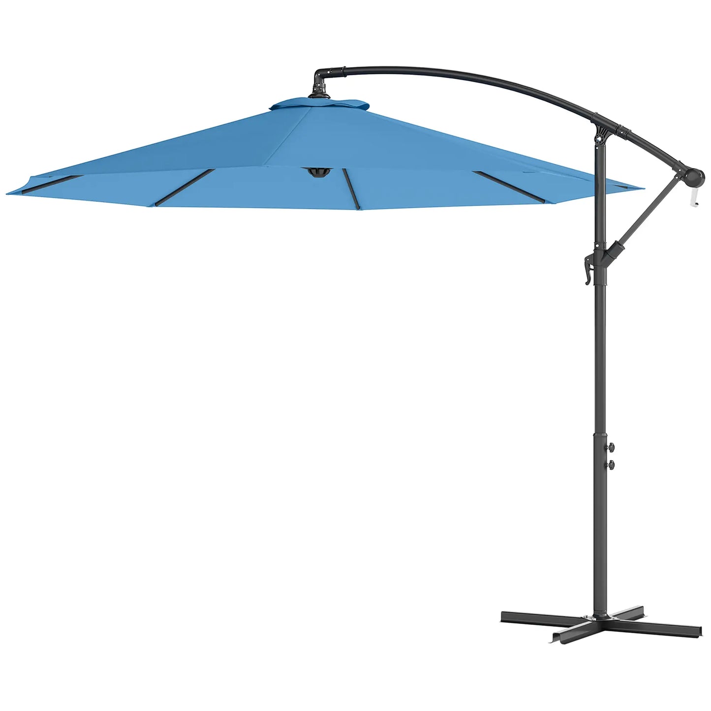 10' Blue Deluxe Patio Umbrella, Offset Sunshade With Crank, Blue Offset Cantilever Umbrellas Blue at Gallery Canada