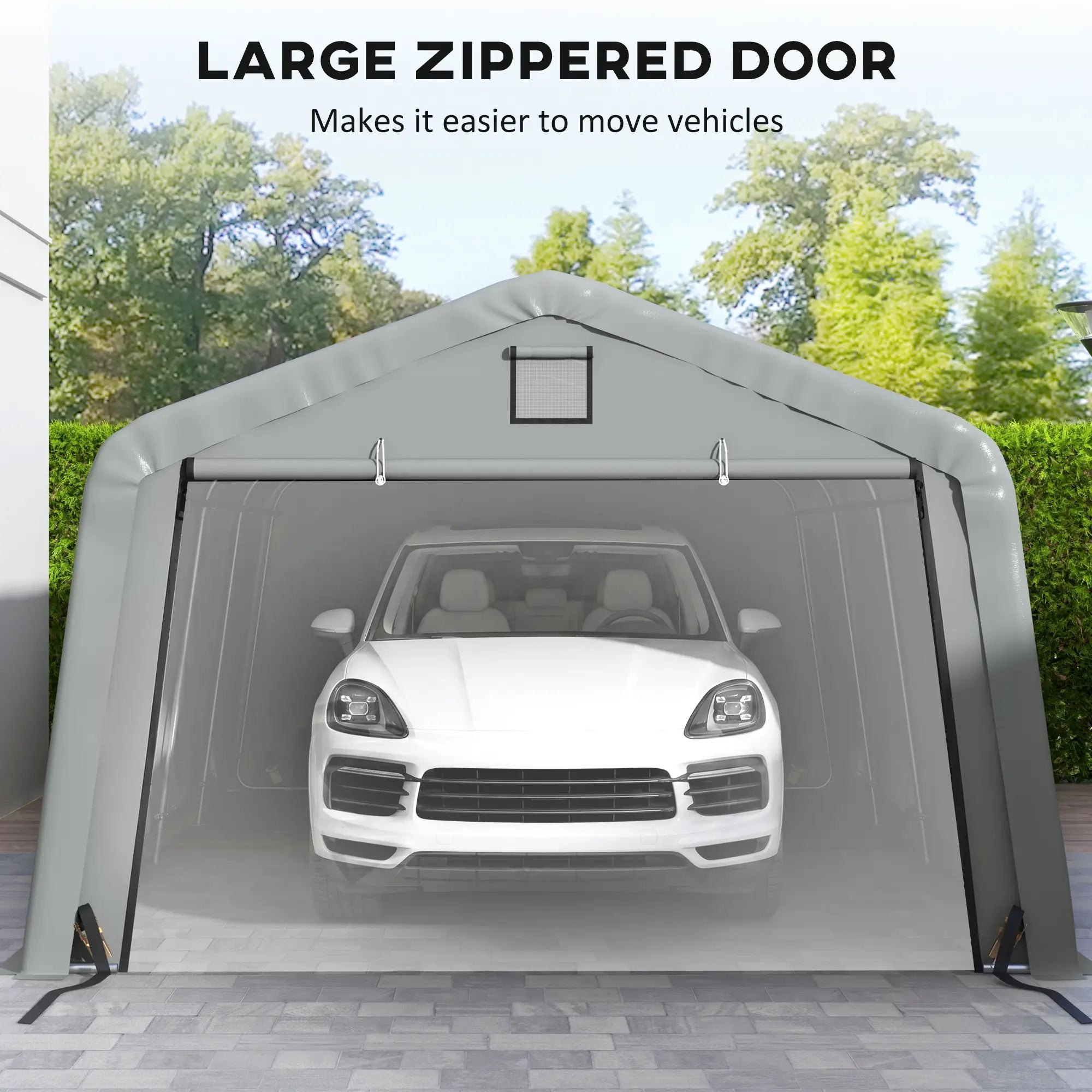 12' x 20' Portable Garage, Heavy Duty Carport Canopy, Light Grey Car Shelters at Gallery Canada