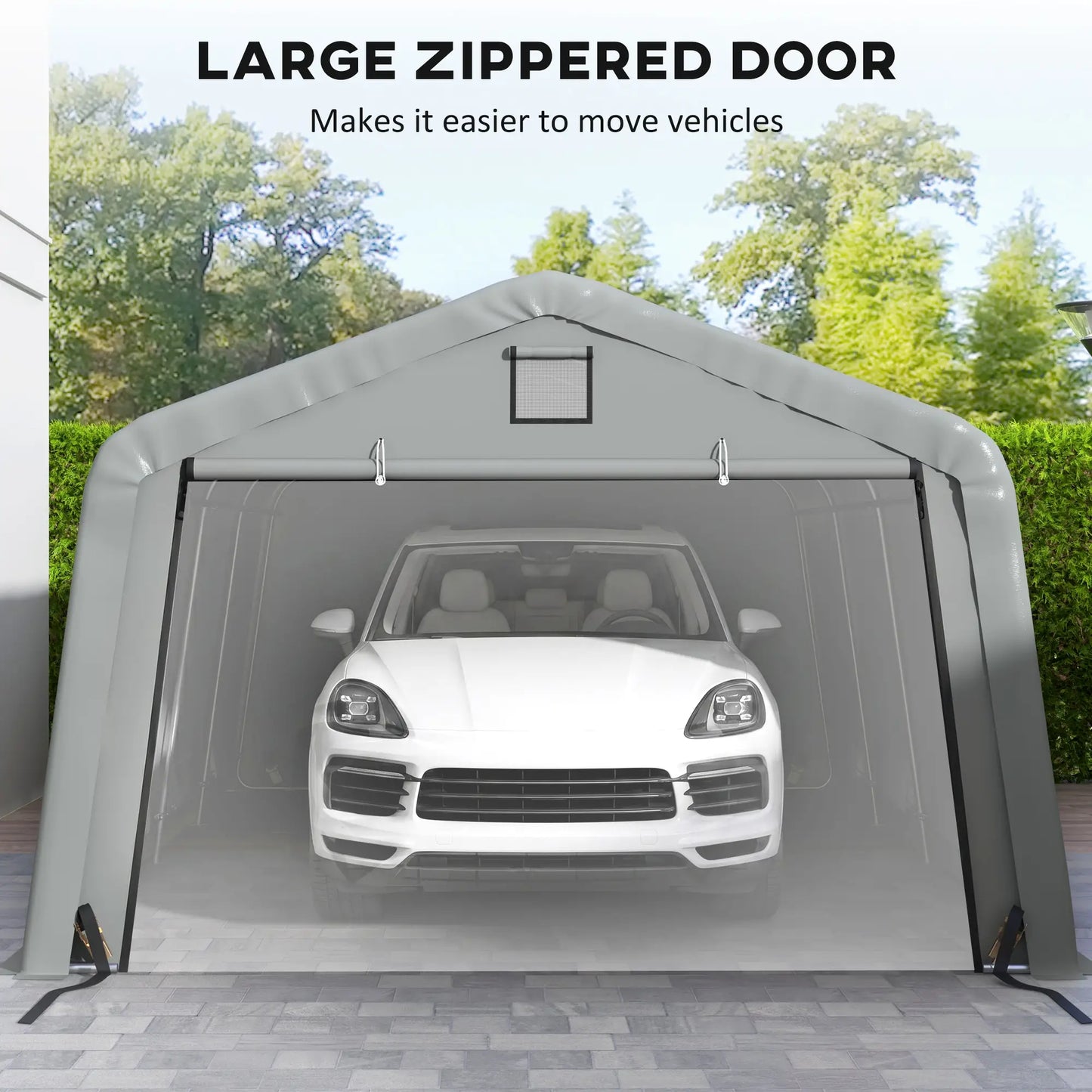 12' x 20' Portable Garage, Heavy Duty Carport Canopy, Light Grey Car Shelters at Gallery Canada