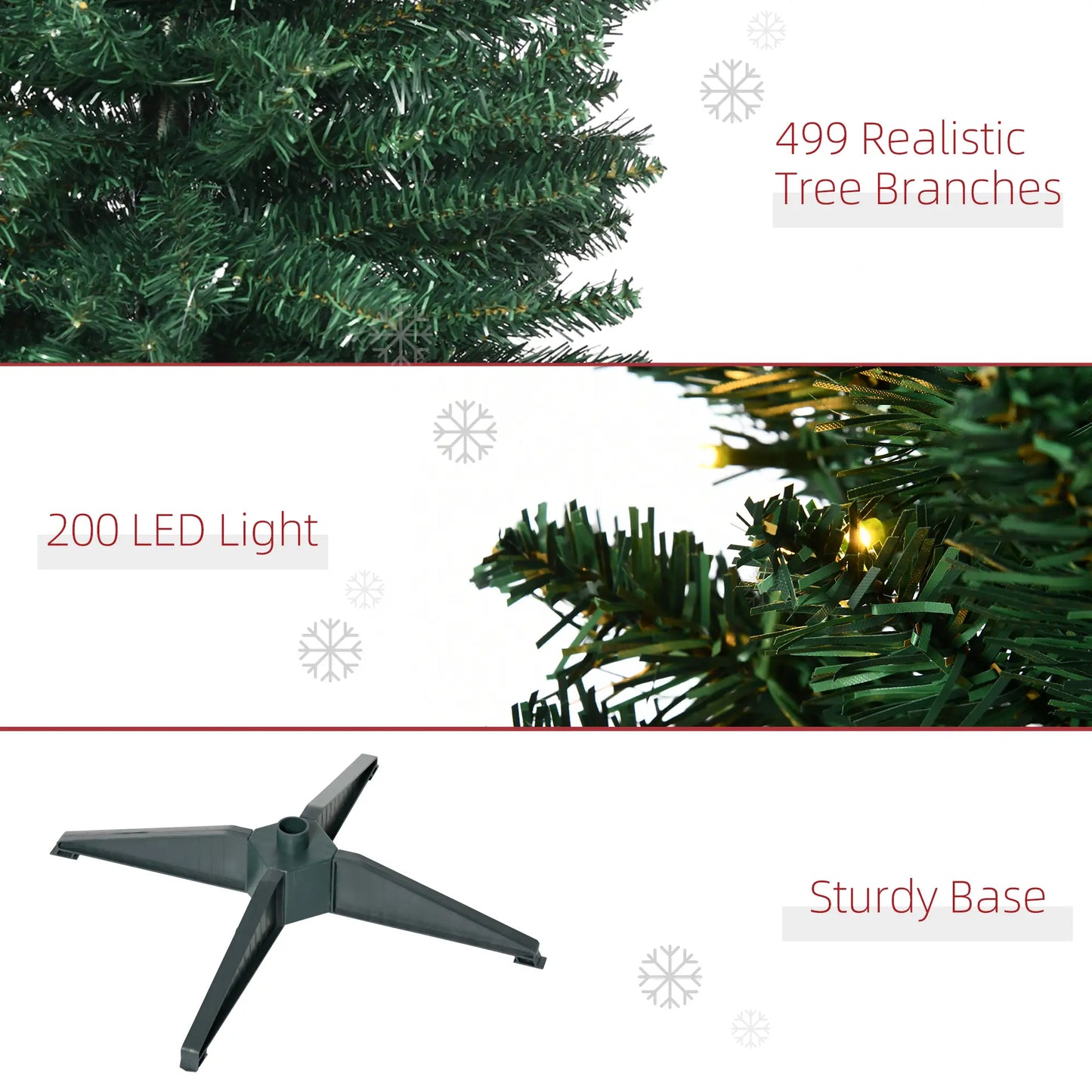 7' Pre Lit Artificial Pencil Christmas Tree, Warm White LED Lights, Green Pencil Christmas Trees at Gallery Canada