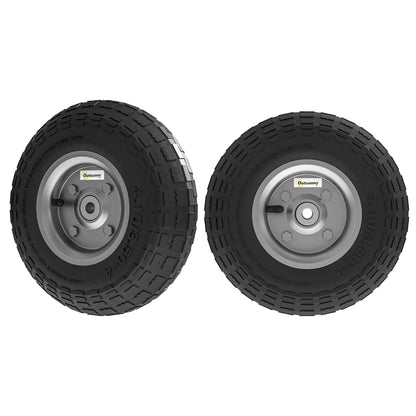 Set Of 2 Pneumatic Wheels, 10" Wheelbarrow Wheels Replacement, Black Garden Accessories Black at Gallery Canada