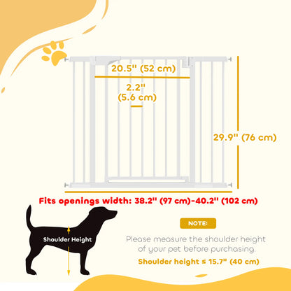 Baby Pet Safety Gate, Pressure Fit, Two-Way Open, Auto-Close, 30"H, White