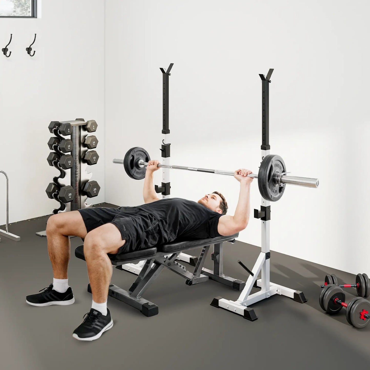 2-Piece Barbell Rack, 53.5"-69.3" Adjustable, 440LBS Capacity Power Towers at Gallery Canada