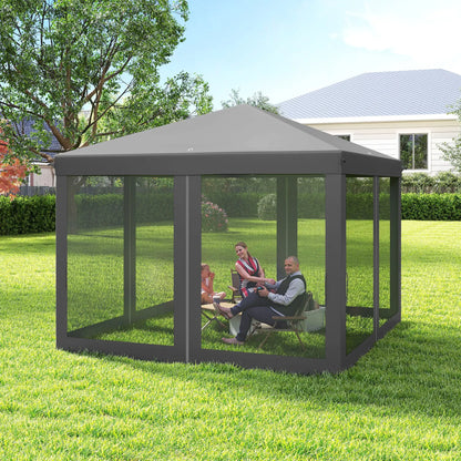 10' x 10' Pop Up Canopy Tent, Removable Mesh Sidewalls, Carry Bag, Light Grey Pop Up Canopies at Gallery Canada