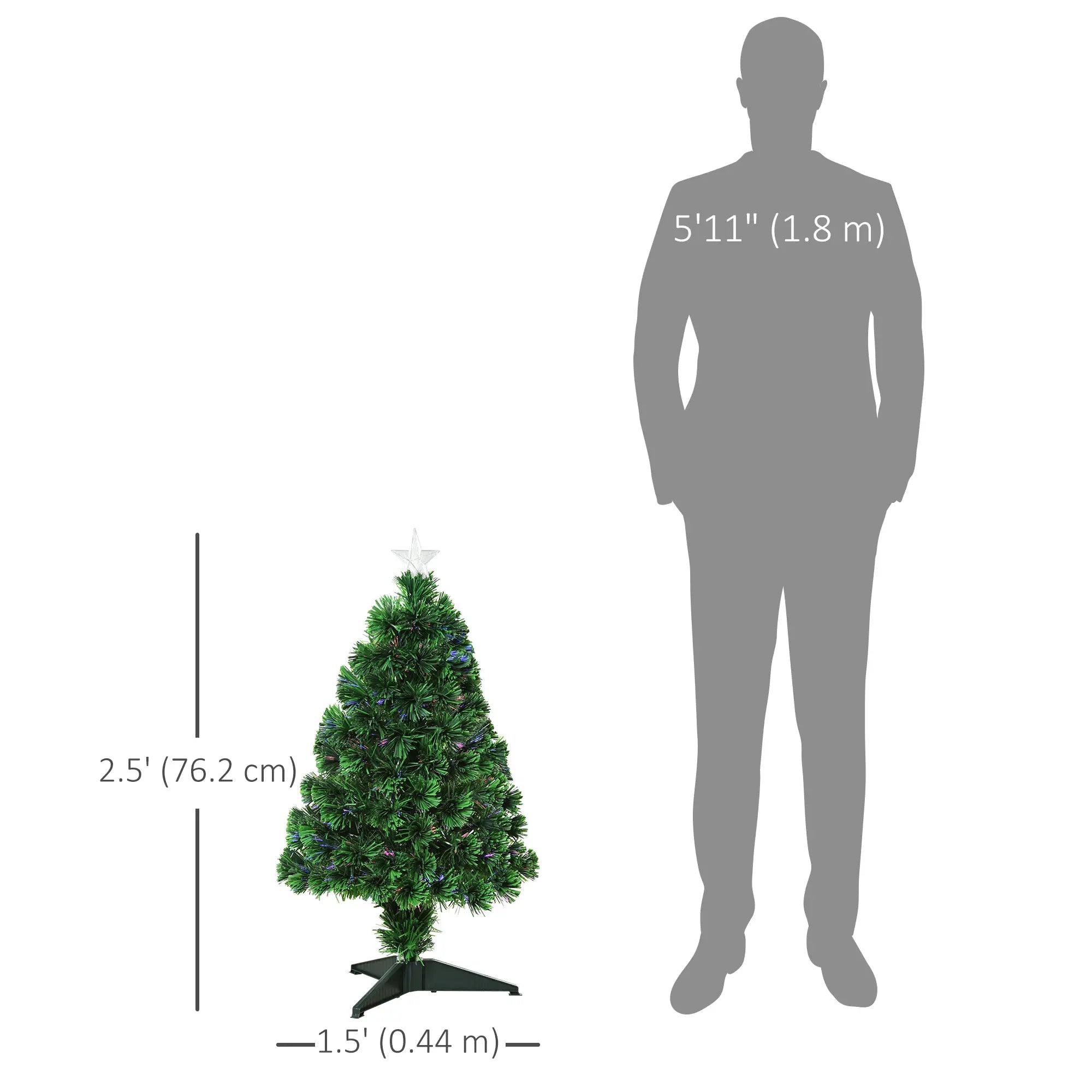 2.5FT Prelit Artificial Christmas Tree, Fiber Optics, Green Artificial Christmas Trees at Gallery Canada
